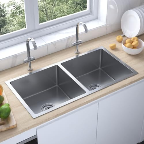 Fregadero de cocina hecho a mano Acero inoxidable,Herrajes,Fontanería,Equipos sanitarios,Fregaderos y lavabos,Fregaderos y Buceos,Plata,21.72 LB,51522