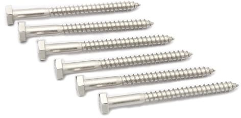 SCXCLY 15 viti a testa esagonale, viti per legno a testa esagonale da 1/4 x 3 (filettatura parziale), bulloni in acciaio inossidabile 304, argentati