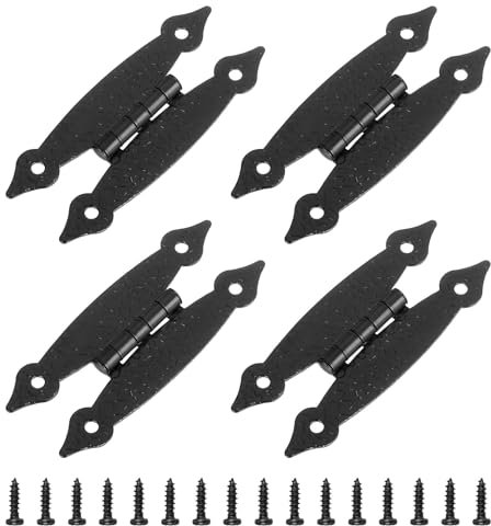 Sourcing Map 4Pcs H-Hinge Metal Flat Cabinet Door Hinge - Flush Mount Butt With Screws for Door Cabinet Cupboard, 3.5x1.5 Inch Black