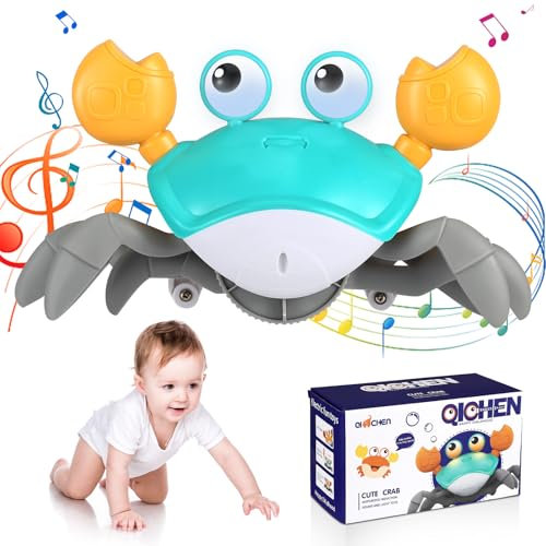 Baby Krabbel Spielzeug ab 3 6 9 Monate, Krabbe Musikalische Spielzeuge für Babies, Spielzeug Junge Mädchen Krabbelspielzeug Baby Geschenke Für Kinder Enfant Neugeborenes Tummy Time Toys (Blau)