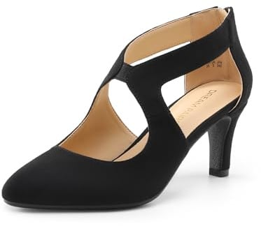 DREAM PAIRS Women's Pumps Closed Pointed Toe Kitten Heels | Elegant party dress shoes with chic crisscross cutouts, 2.76 heel, and back zip for polished, all-day secure strides