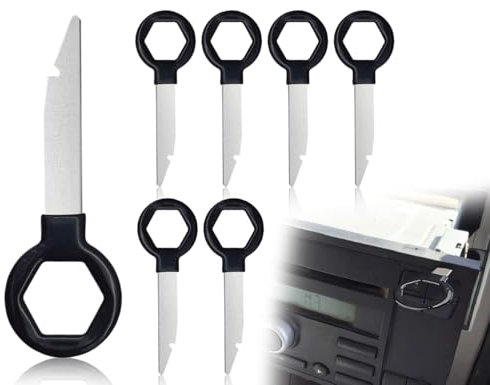 AOYEGIC 6 Stück Autoradio Entriegelungswerkzeug,Entriegelungsschlüssel,Ausbauwerkzeug,Auto Radio Entriegelung ausbau Werkzeug,Kompatibel mit VW Autoradio,Kompatibel mit Audi Autoradio