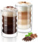 KAMEUN Double Walled Latte Glasses 350ML, Set of 2 Handmade Insulated Borosilicate Glass, Heat Resistant Cup, Ideal for Hot and Cold Drink Espresso Tea Milk Juice Ice Cream
