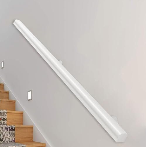 Corrimano in legno, Corrimano per scale universale da esterno per interni, corrimano per scale in legno antiscivolo, kit completo, con 2 staffe fisse in ferro, contro il muro (C, 50cm)