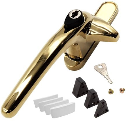Universal Cockspur Window Handle Kit - Left, Polished Gold/White