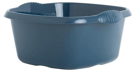 Plastic Washing up Bowl 32cm Square Basin Bowls with Moulded Handles Navy Blue Multi-Purpose Kitchen Vegetable Washing Bowls Sink Tidy Organizers