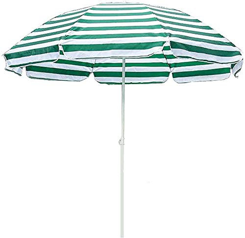 WDWDW Sonnenschirm für den Strand im Freien, Sonnenschirm zum Campen und Angeln, Sonnenschutz und Regenschutz, 220 cm, 250 cm, Streifenmuster, Rot, Blau, Grün, Gelb