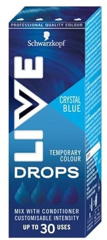 Schwarzkopf LIVE Drops Crystal Blue Temporary Hair Color Up To 30 Uses, Pack of 1, 30 ml