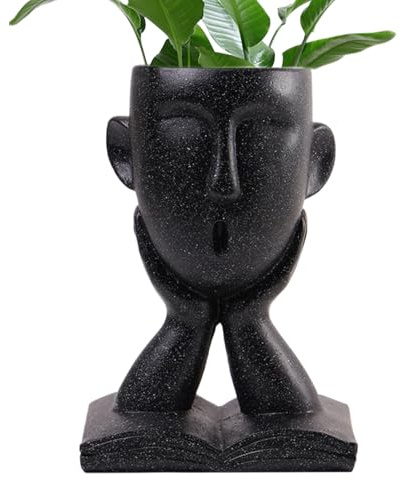 Pflanzgefäß mit Gesicht, kreativer Übertopf aus Kunstharz, dekorativer Kaktus für den Innenbereich, Vintage-Porträt, Skulptur, kreative Sukkulentententöpfe, Heimdekoration für Garten, Fensterbank