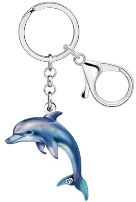 WEVENI Acryl Delphin Schlüsselanhänger Blau Schlüsselanhänger Tierliebhaber Geschenke für Damen Kinder Mädchen Rucksack Zubehör Geldbörse Charms