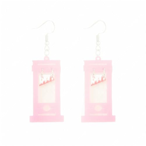 Gothic Knife Guillotine Earrings Punk Hip Hop Horror Bloody Black Beheading Door Acrylic Lightweight Dangle Drop Earrings Necklace for Women Men Halloween Cosplay Party Holiday Fashion Jewelry, M
