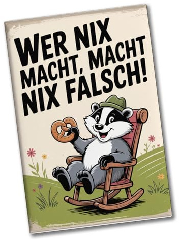 Dachs im Liegestuhl mit Brezel Spruch Souvenir Magnet lustiger Spruch Dekomagnet für Kühlschrank oder Büro
