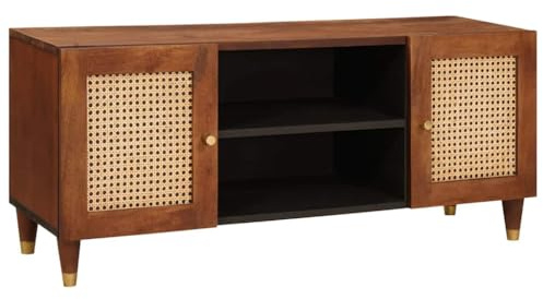vidaXL TV Cabinet with Shelf Brown 105 x 33.5 x 46 cm Solid Mango Wood, Stylish Living Room Storage, Modern Durable Tv Cabinet, Solid Wood Console, Functional Media Organization Unit