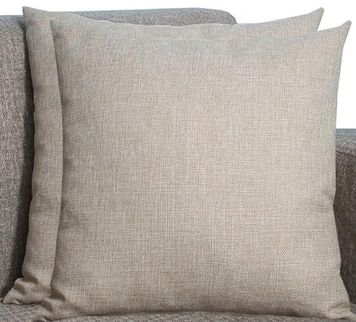 Kissenbezüge Aus Leinen - Kissenhülle Groß Quadratisch & Rechteckig, 2er Set Sofa Kissenbezug Mit Reißverschluss, Kissenhülle Für Kopfkissen, Zier - & Sofakissen(Dark Beige,70x90 cm Set Of 2)