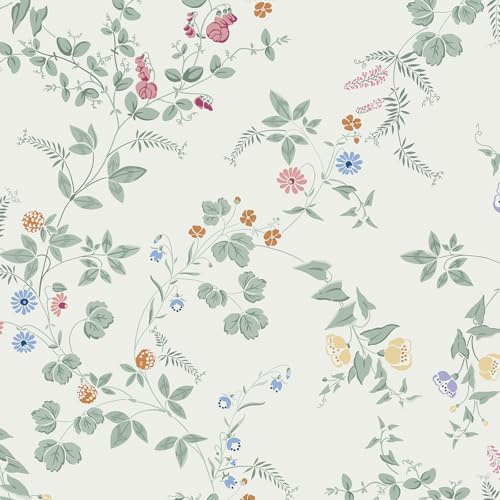 Timeet 44x1000cm Selbstklebende Tapete Blumen Blätter Beige Vintage Klebefolie Selbstklebend Vinyl Wasserdichte Klebetapete für Schlafzimmer Wohnzimmer Küche Wand Möbel