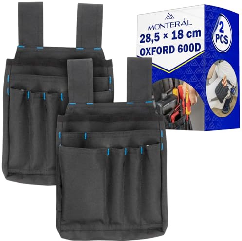 2 Stück Werkzeugtasche Gürtel 28,5 x 18 cm mit 7 Fächern | Werkzeug Gürteltasche aus Oxford 600D Gewebe - MONTERAL