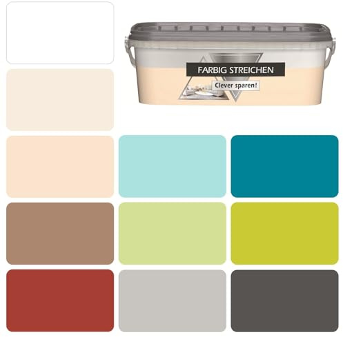 Wandfarbe fertig gemischt gut bis hoch deckend Dispersionsfarbe innen | 2,5 Liter, creme beige Sand