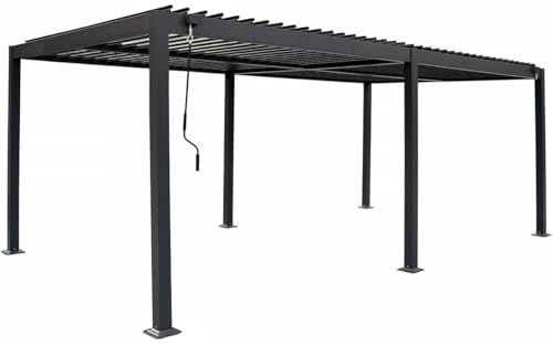 Pergola bioclimatica autoportante Kensington in alluminio - 3 x 6 m - Grigio