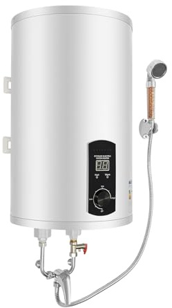 Chauffe-eau instantané 30 l, 2000 W, chauffe-eau électrique, avec pommeau de douche et robinet, température réglable de 25 à 75 °C, affichage numérique, protection contre les fuites, pour cuisines et