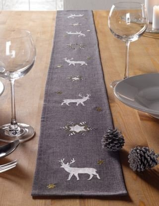 Tischband Winter grau 14x160cm