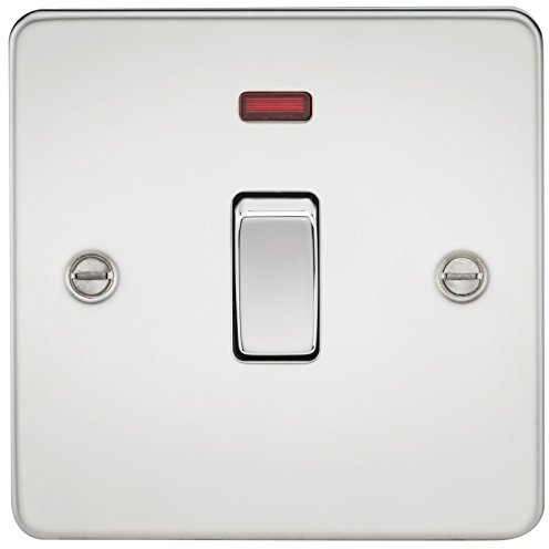 Knightsbridge FPAV8341NPC 20 A 1-Gang Flat Plate DP Switch with Neon Light - Polished Chrome