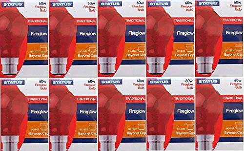 Status Incandescent GLS Fireglow Light Bulb Large Bayonet Cap red Confezione da 1 Red