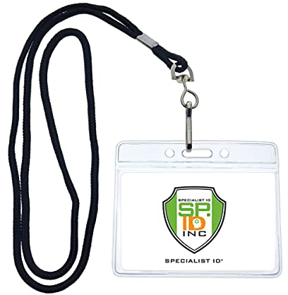 25 Stück Premium Namensschild Namensschild Halter mit Lanyards (Horizontal) durch Specialist ID schwarz