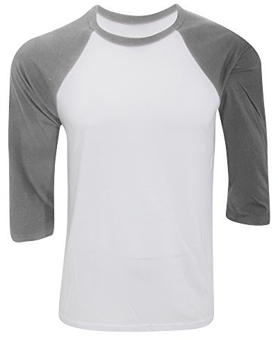 Canvas Mens 3/4 Sleeve Baseball T-Shirt (2XL) (White/Deep Heather)