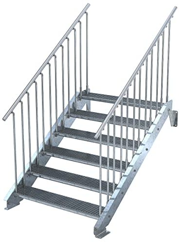 Trebado Außentreppe, 6 Stufen ST2, Breite 120 cm, Geländer beidseitig