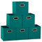 Household Essentials 83-1 Foldable Fabric Storage Bins | Set of 6 Cubby Cubes with Handles | Aqua, Green, 6 lbs