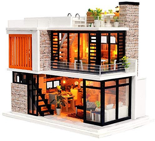 Spilay DIY Miniature House, Handgemachtes Puppenhaus Holz mit Spieldose, Kreativer Bausatz für Erwachsene, 1:24 Maßstab Miniatur Haus für Erwachsene Freund Liebhaber Geburtstagsgeschenk - Florenz