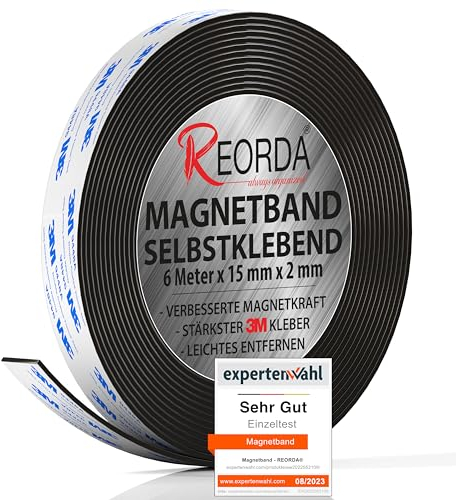 Reorda Cinta Magnética Autoadhesiva Fuerte - Tiras Magnéticas con Respaldo Adhesivo | Cinta Magnética - Tira magnética autoadhesiva con fuerza magnética optimizada