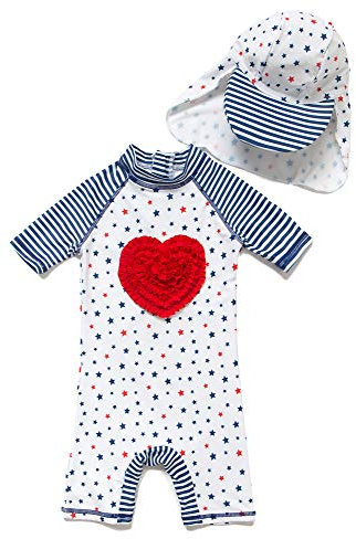 BONVERANO Body Manga Corta bebé niña protección UV 50+(Blanco-Amor,12-18meses…