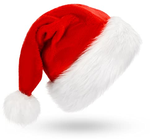 BOSONER Weihnachtsmütze Nikolausmütze Plüsche Weihnachtsmann Mütze: Rote Santa Mütze Warm Dicker Nikolaus Mütze - Weihnachtsmütze Erwachsene Weihnachtsmütze für Kinder - Familie Weihnachten