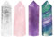 mookaitedecor Cristal de Roche,Améthyste,Quartz Rose,Fluorite Pierre Cristal Naturelle,Baguette Pointe de Cristaux Pierres Guerison