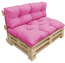 chilly pilley Coussin De Palette EU Imperméable Coussin De Jardin Imperméable Flocons De Mousse Plusieurs Tailles Et Couleurs (Set 2er. Rose)