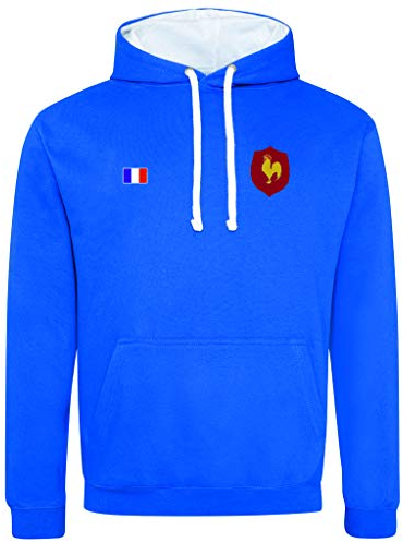 Super Lemon Frankreich Rugby Hoodie - Unisex Pullover Sweatshirt - Supporter Gear for Rugby Fans - Comfortable and Warm Apparel for Six Nations Tournament, blau, XS