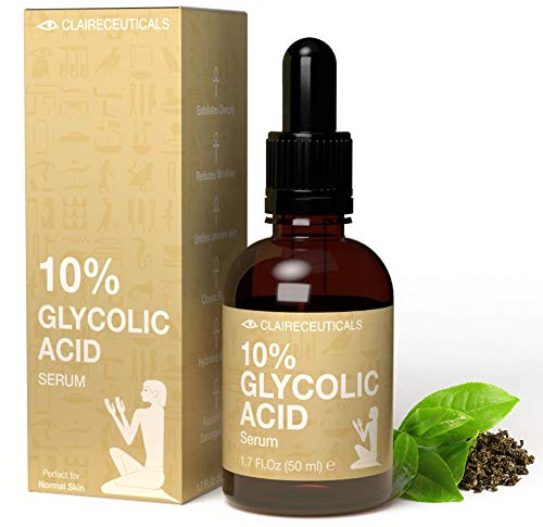 CLAIRECEUTICALS Serum Acido Glicolico 10% - Piel más Radiante - Reduce Acné, Manchas Oscuras y Arrugas - Mejora Textura y Luminosidad - Exfoliación y Renovación Celular - Desobstruye Poros - 50ml