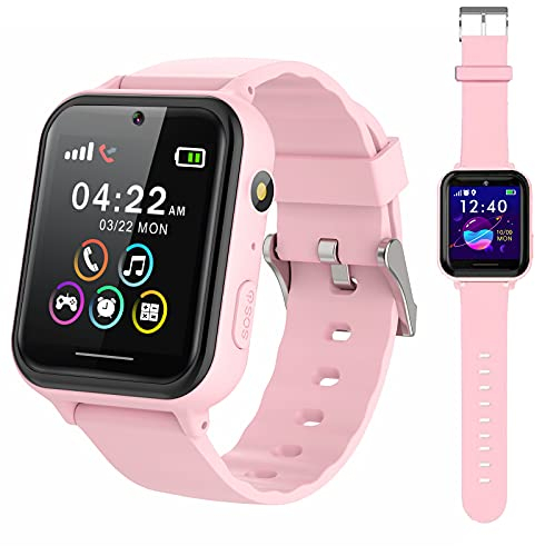 PTHTECHUS Reloj Inteligente Niño, Smartwatch para Niña y Niño Pantalla con Música Podómetro Juegos Llamada Linterna Video Cámara Despertador Regalos para niños de 4 a 12 años