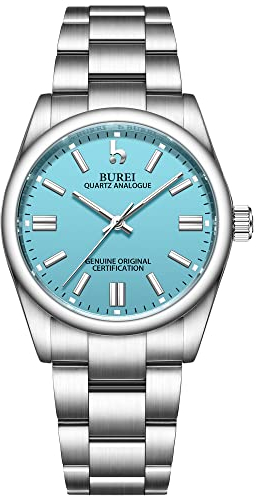 BUREI Damenuhr Elegant Analoge Quarzuhr mit Silber Edelstahlband Casual Armbanduhr für Damen Mädchen