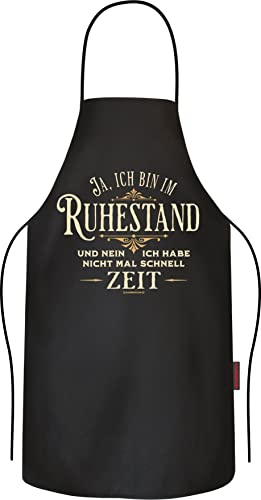 RAHMENLOS Grillschürze Kochschürze Küchenschürze als Geschenk für Rentner zum Ruhestand aus reiner Baumwolle - Keine Zeit
