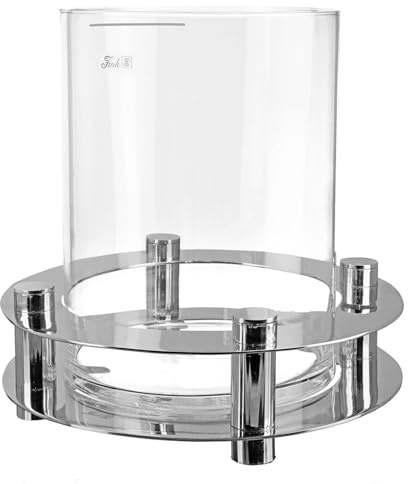Fink rundes Windlicht mit Glas & 4 Füßchen großer Alu Kerzenhalter für Stumpenkerzen