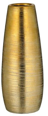 Brandsseller Elegante Goldene Keramikvase – 25x10x10 cm – Luxuriöses Design, Vielseitige Dekoration für Zuhause – Zeitlose runde Blumenvase