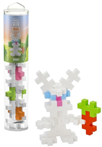 Plus-Plus 9603443, Geniales Konstruktionsspielzeug, Big Hase, Kreativ-Bausteine Tube, 15 Teile