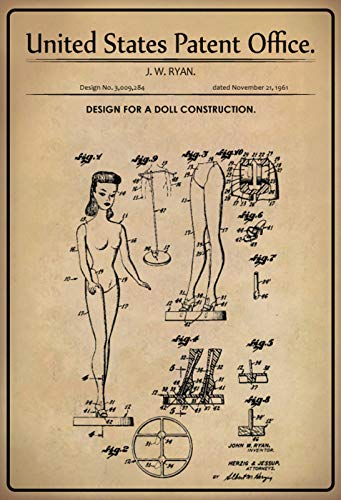 DekoDrom® Blechschild 20 x 30 cm US Patent bewegliche Schaufensterpuppe historisches Motiv Wand Deko Sammler Geschenk