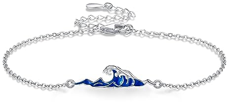 ONEFINITY Bracciale Wave Bracciale In Argento Sterling 925 Impermeabile Bracciale Mare Spiaggia Oceano Catena Regolabile Ispiratrice Estiva Regali Di Natale Per Le Donne