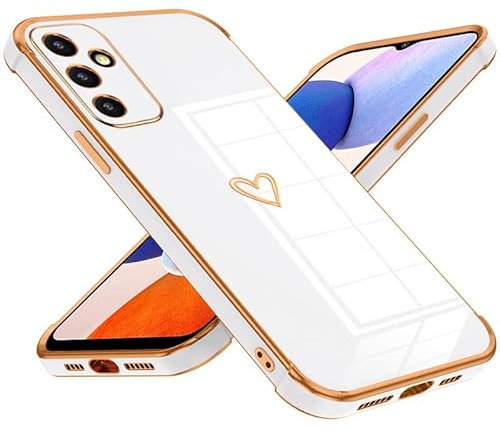 Keteen Handyhülle für Samsung Galaxy S23 FE Hülle Cute Herz Muster Mädchen Galvanisierte Kameraschutz Weich TPU Silikon Schutzhülle Ultra Dünn Case Stoßfeste Hülle für Samsung Galaxy S23 FE-Weiß
