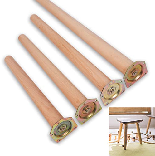 Sofabeine, Holzmöbelbeine, Massivholz-Schrankfüße, gerade Holztisch-TV-Beine mit rutschfester Matte, Schrauben und Montageplatte for Sessel, Naturholz, 4 Stück (25 cm (9,8 Zoll)) (Size : 10cm(3.9in)