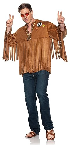 UNDERWRAPS 1970er Jahre Themed Herren Shirts - Halloween Hippie Disco Cosplay Kostüm …, 70er Jahre Fransen Hippie Shirt, Men's XX-Large (54-56)