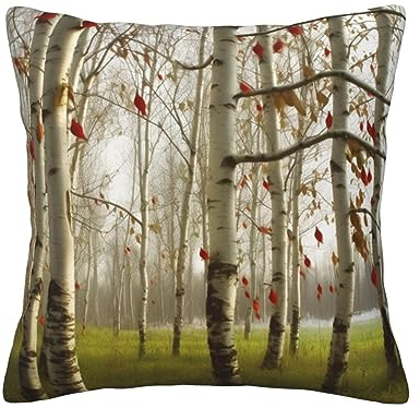AdaNti Kissenbezug mit Birken-Aufdruck, quadratisch, weich, für Heimdekoration, Wohnzimmer, Bett, Couch, Auto, 30,5 x 30,5 cm